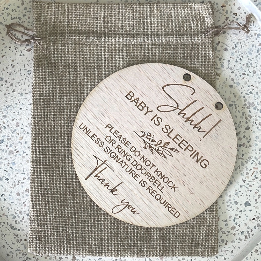 'Shhh Baby Is Sleeping' Baby Announcement Plaque