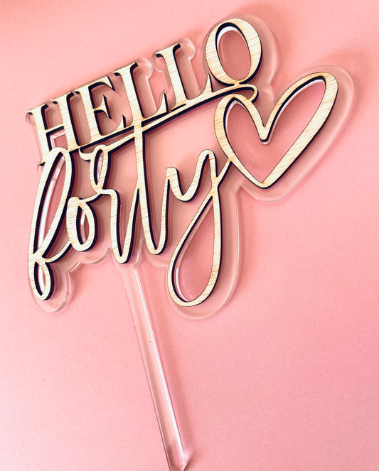 Hello Forty Cake Topper