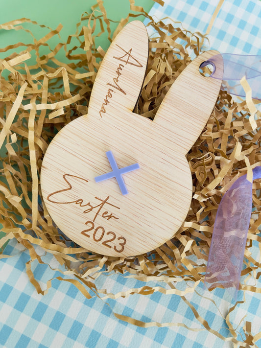 Wooden Easter Bunny Tag
